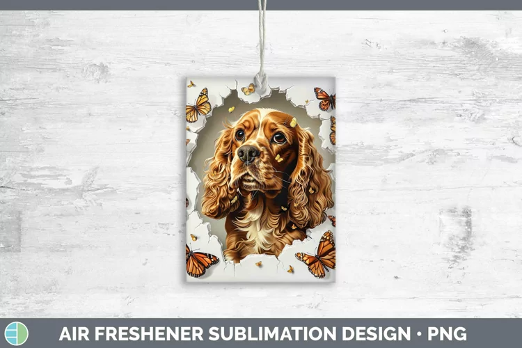 3D Cocker Spaniel Air Freshener | Sublimation Car Freshener
