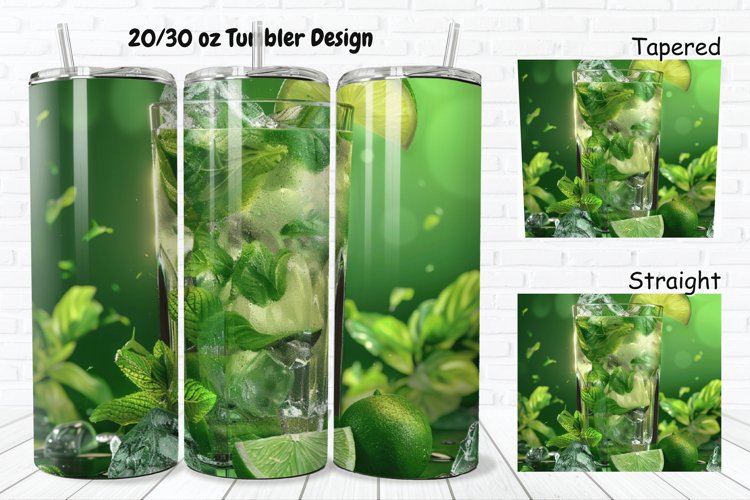 3D Cocktail Mojito 20/30oz Skinny Tumbler example image 1