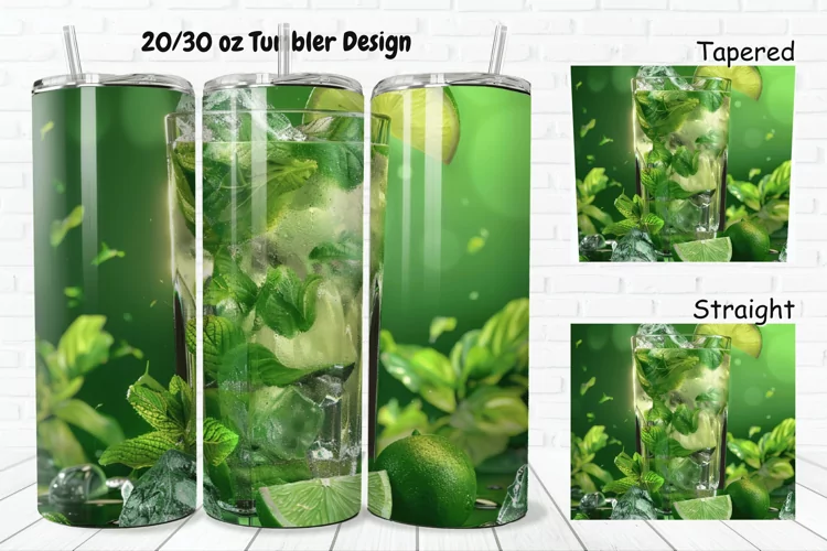 3D Cocktail Mojito 20/30oz Skinny Tumbler