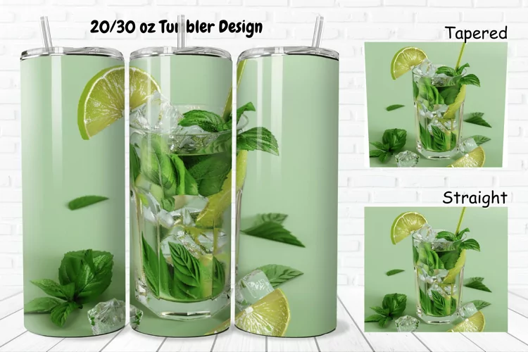 3D Cocktail Mojito 20/30oz Skinny Tumbler