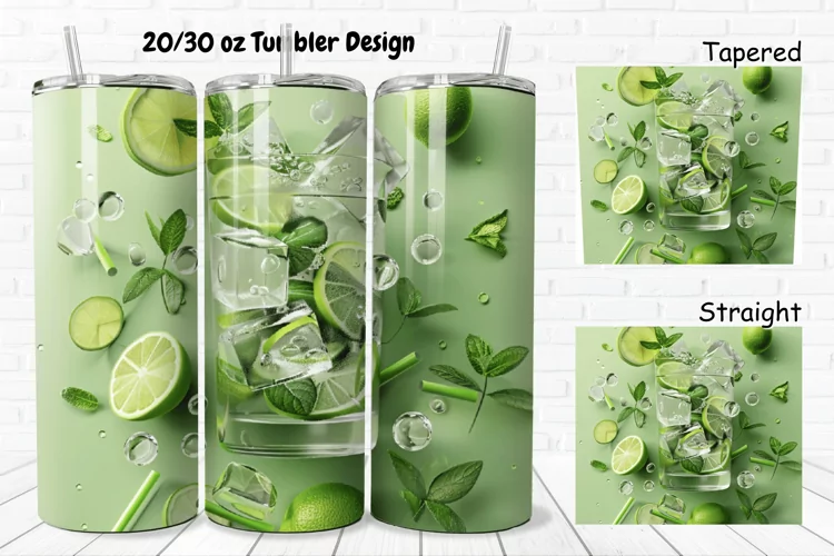 3D Cocktail Mojito 20/30oz Skinny Tumbler