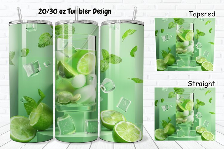 3D Cocktail Mojito 20/30oz Skinny Tumbler example image 1