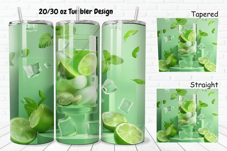 3D Cocktail Mojito 20/30oz Skinny Tumbler