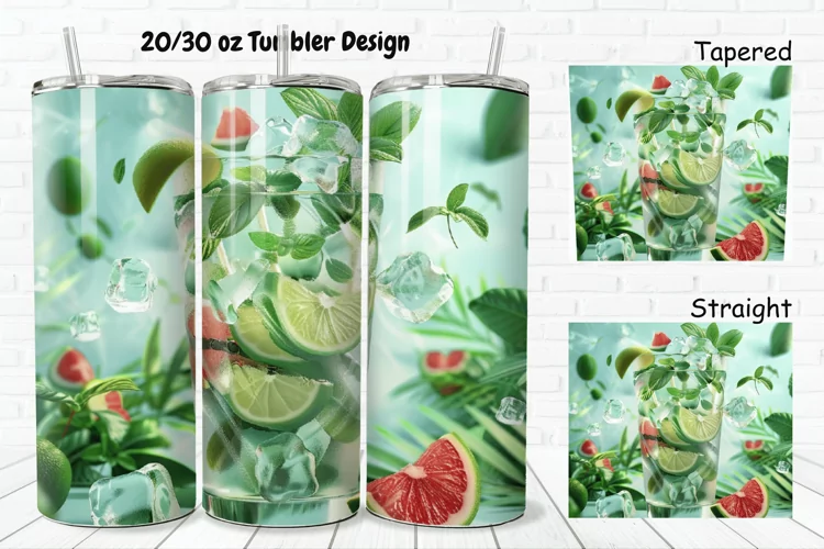 3D Cocktail Mojito 20/30oz Skinny Tumbler
