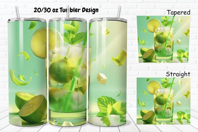 3D Cocktail Mojito 20/30oz Skinny Tumbler example image 1