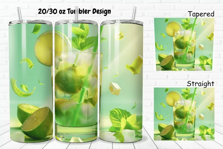 3D Cocktail Mojito 20/30oz Skinny Tumbler