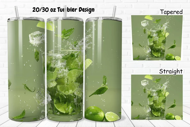 3D Cocktail Mojito 20/30oz Skinny Tumbler