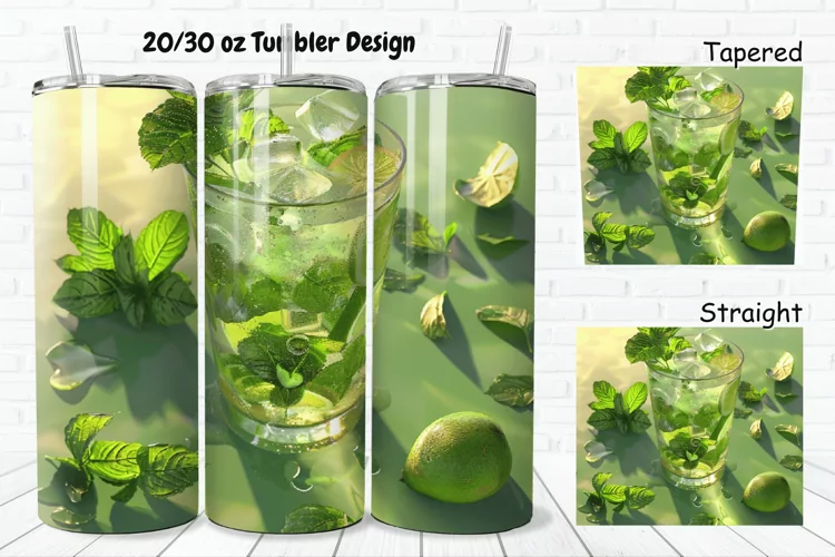 3D Cocktail Mojito 20/30oz Skinny Tumbler