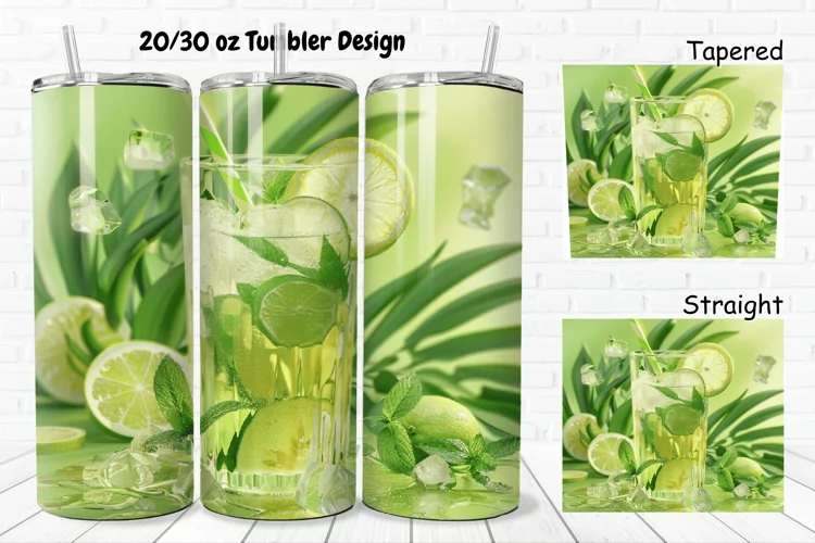 3D Cocktail Mojito 20/30oz Skinny Tumbler