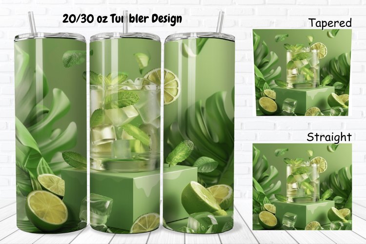 3D Cocktail Mojito 20/30oz Skinny Tumbler example image 1