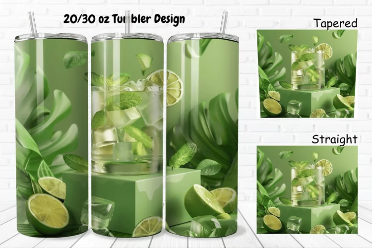 3D Cocktail Mojito 20/30oz Skinny Tumbler