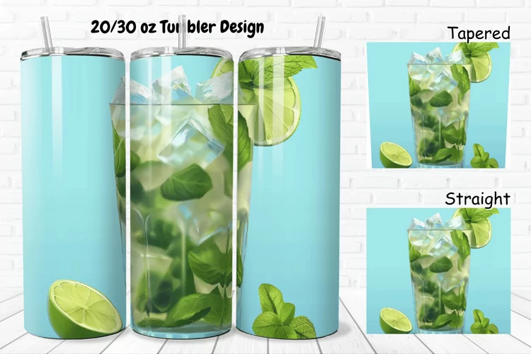 3D Cocktail Mojito 20/30oz Skinny Tumbler