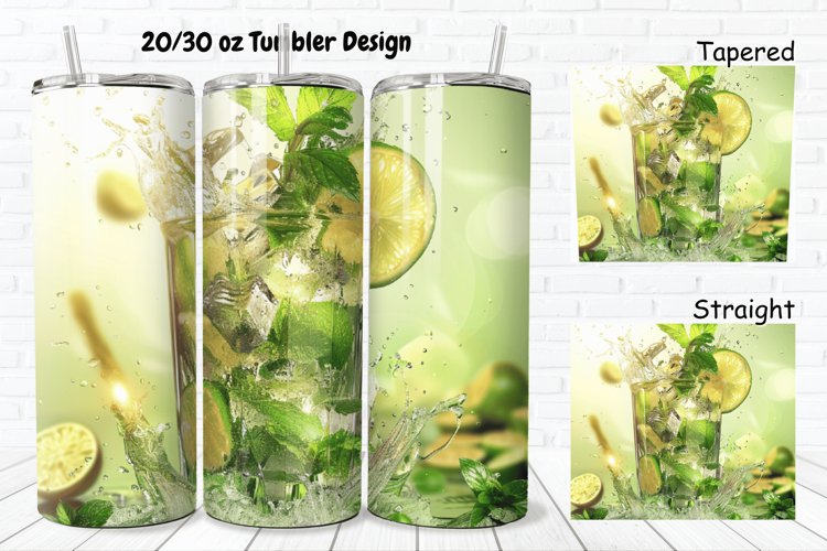 3D Cocktail Mojito 20/30oz Skinny Tumbler example image 1