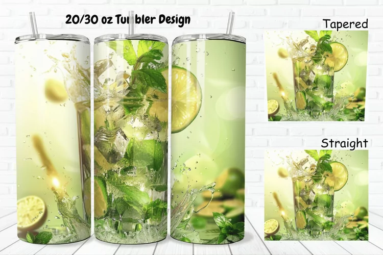3D Cocktail Mojito 20/30oz Skinny Tumbler