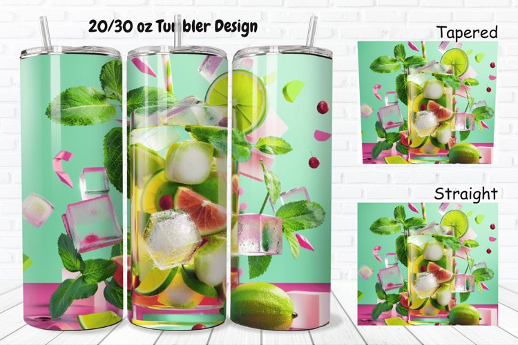 3D Cocktail Mojito 20/30oz Skinny Tumbler example image 1