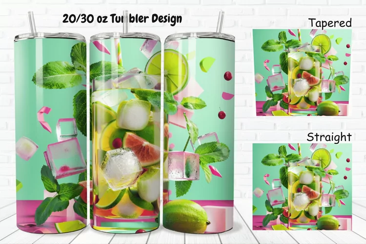 3D Cocktail Mojito 20/30oz Skinny Tumbler