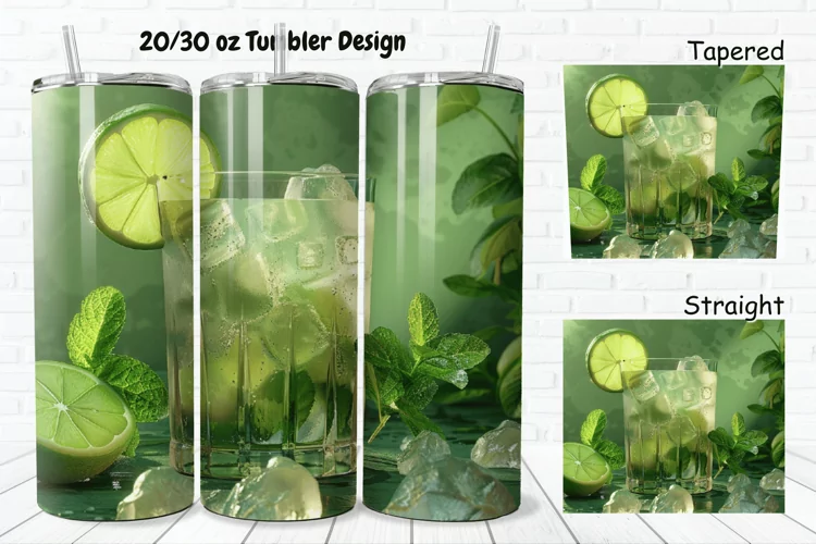 3D Cocktail Mojito 20/30oz Skinny Tumbler
