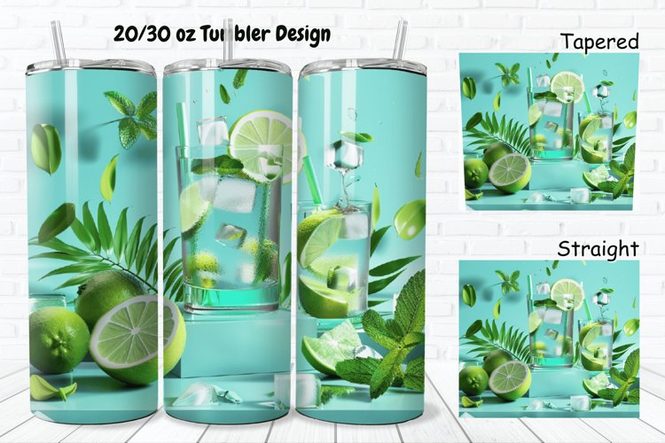 3D Cocktail Mojito 20/30oz Skinny Tumbler example image 1