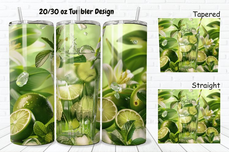 3D Cocktail Mojito 20/30oz Skinny Tumbler example image 1
