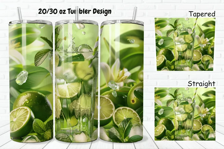 3D Cocktail Mojito 20/30oz Skinny Tumbler