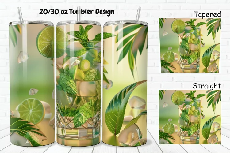 3D Cocktail Mojito 20/30oz Skinny Tumbler