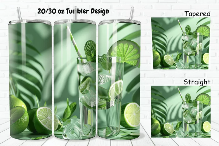 3D Cocktail Mojito 20/30oz Skinny Tumbler