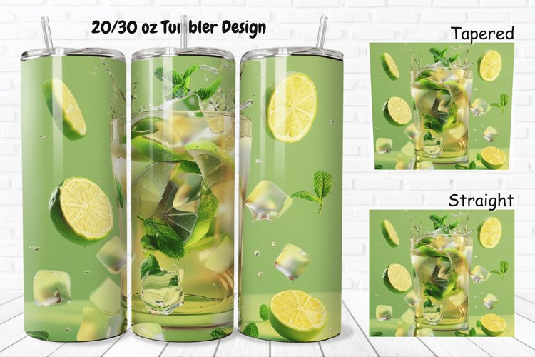 3D Cocktail Mojito 20/30oz Skinny Tumbler example image 1