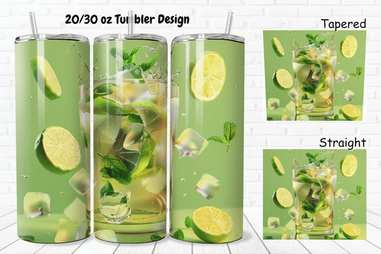 3D Cocktail Mojito 20/30oz Skinny Tumbler