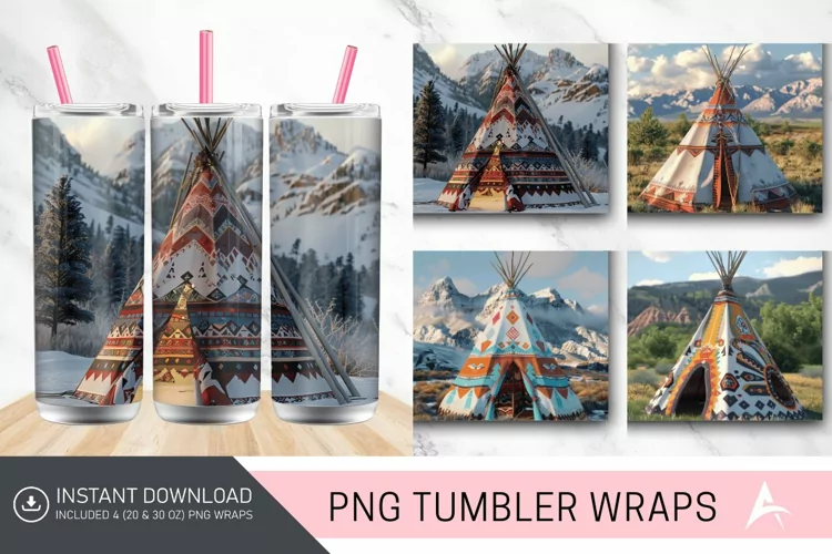 3D Colorado Teepee Tumbler wrap