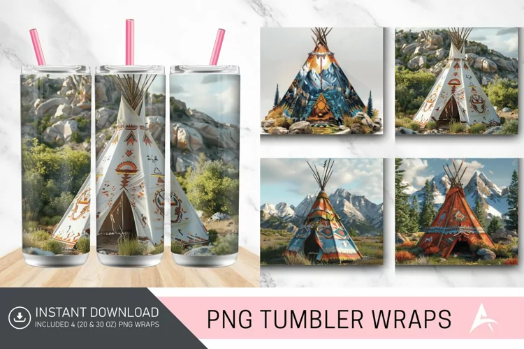 3D Colorado Teepee Tumbler wrap