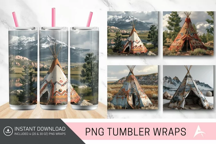 3D Colorado Teepee Tumbler wrap