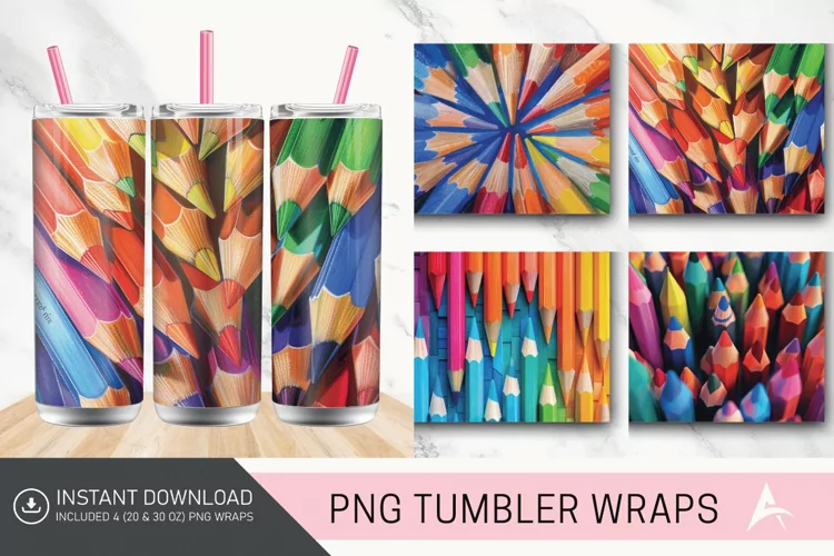 3D Colored Pencils Tumbler wrap