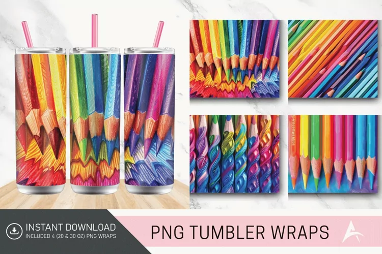 3D Colored Pencils Tumbler wrap