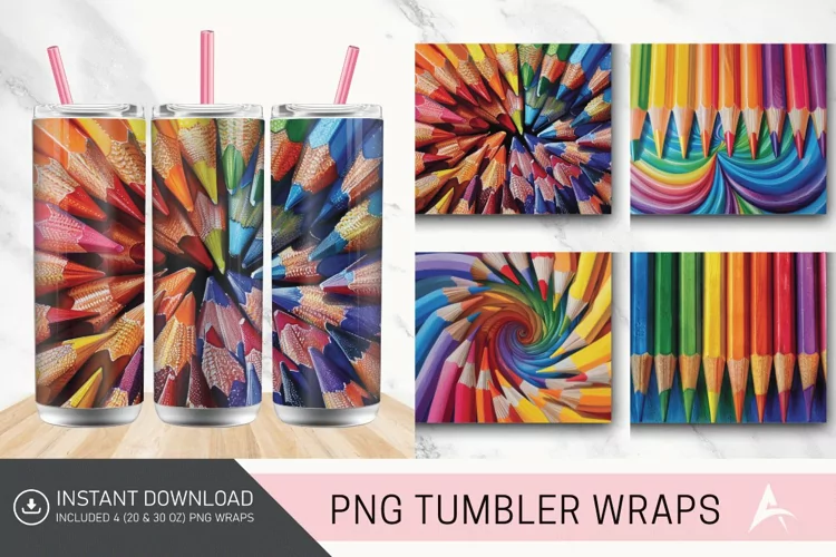 3D Colored Pencils Tumbler wrap