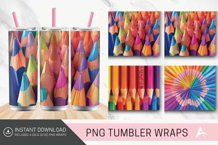 3D Colored Pencils Tumbler wrap