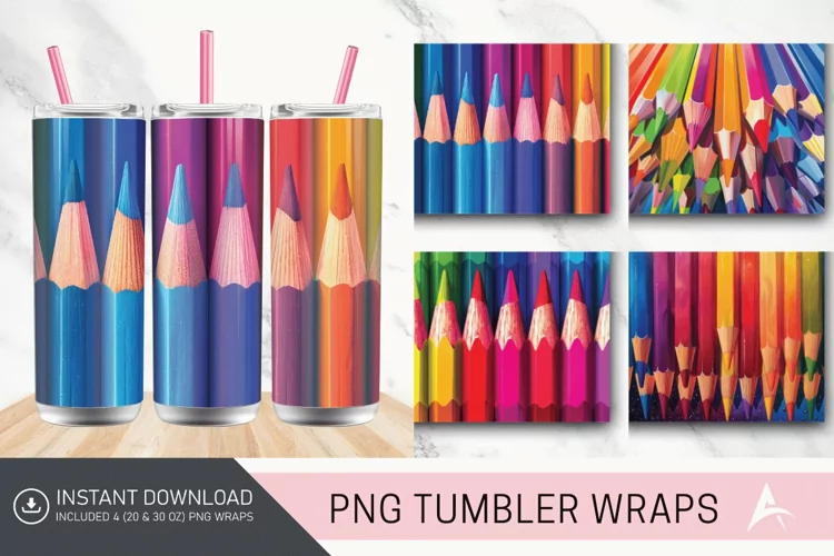 3D Colored Pencils Tumbler wrap