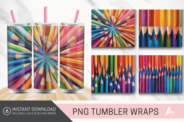 3D Colored Pencils Tumbler wrap