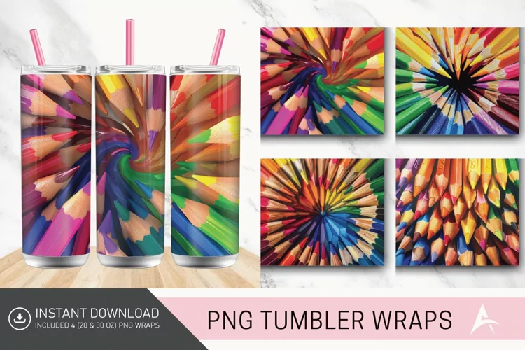 3D Colored Pencils Tumbler wrap