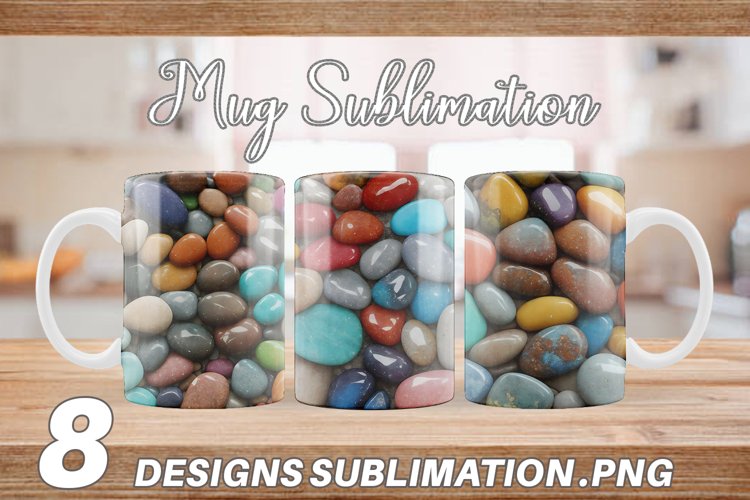 3D Colored Stones | Mug sublimation design