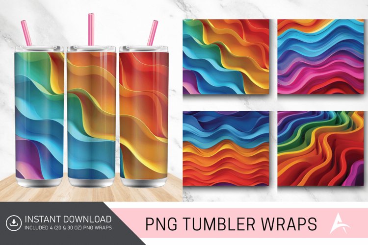 3D Colored Waves Background Tumbler wrap