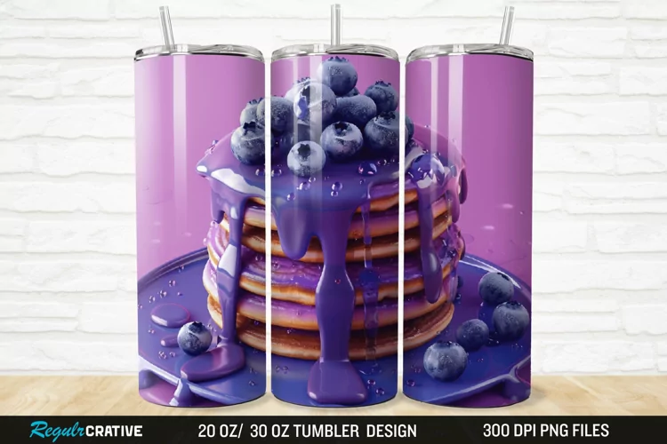 3D Colorful Blueberry Pancake 20/30oz Skinny Tumbler