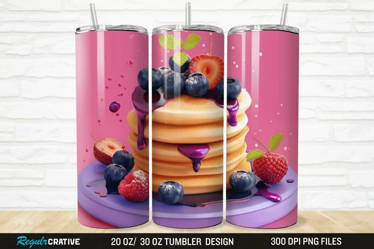 3D Colorful Blueberry Pancake 20/30oz Skinny Tumbler