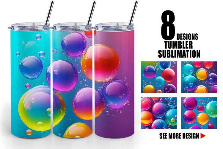 3D Colorful Bubble | Tumbler Sublimation Wrap example image 1