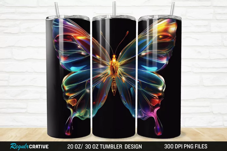 3D Colorful Butterfly 20/30oz Skinny Tumbler