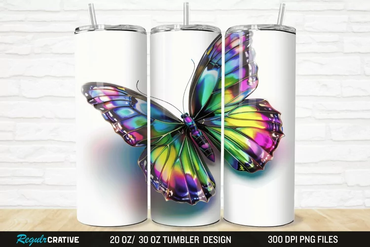 3D Colorful Butterfly 20/30oz Skinny Tumbler