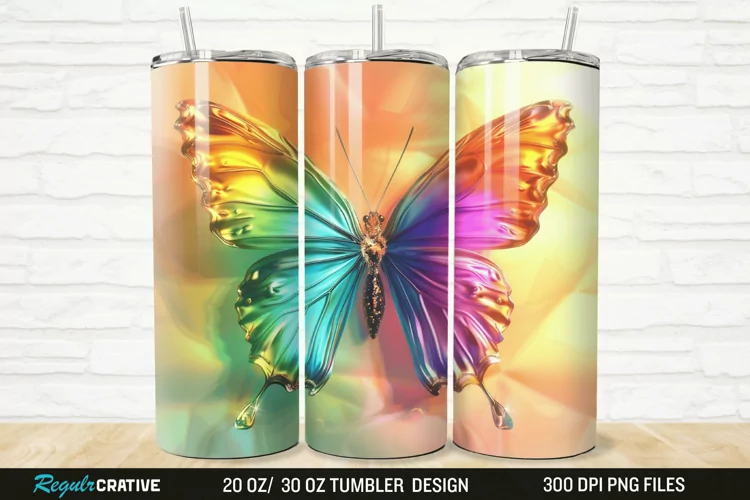 3D Colorful Butterfly 20/30oz Skinny Tumbler