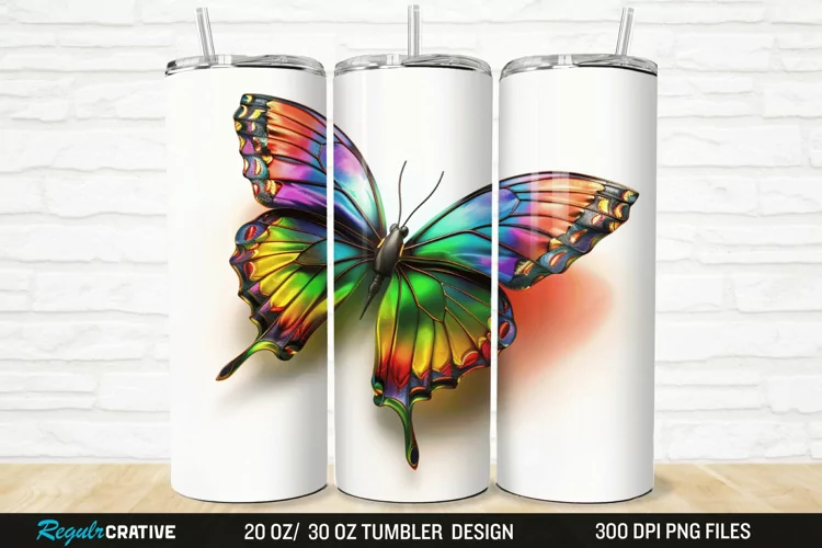 3D Colorful Butterfly 20/30oz Skinny Tumbler