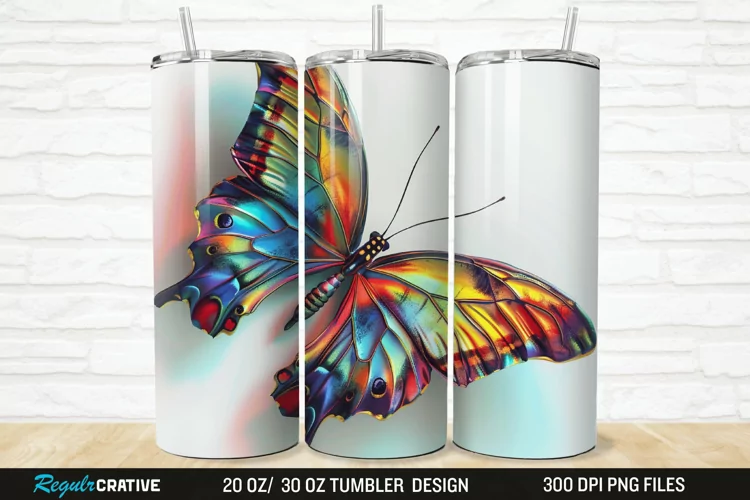 3D Colorful Butterfly 20/30oz Skinny Tumbler