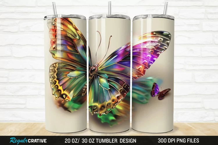3D Colorful Butterfly 20/30oz Skinny Tumbler