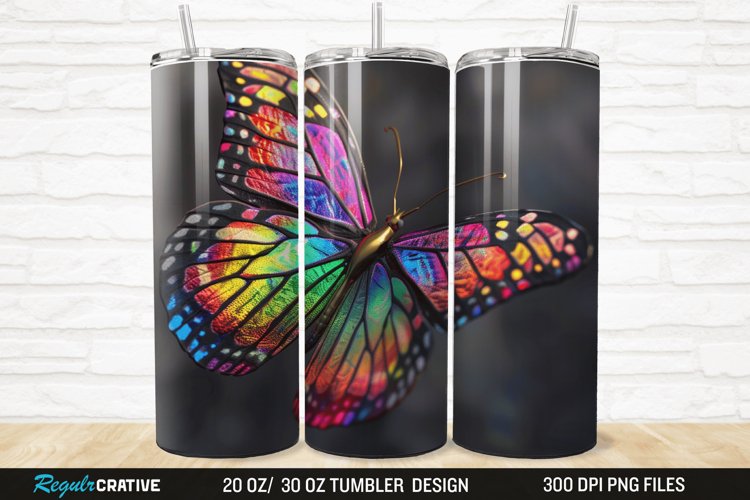 3D Colorful Butterfly 20/30oz Skinny Tumbler